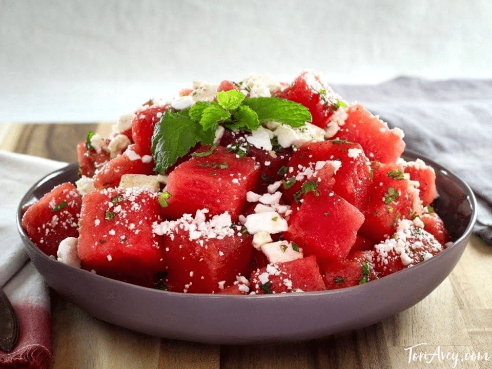 Watermelon-Feta-Mint Salad is an easy dish for your stress-free summer BBQ | Summer BBQ Party | Stawnichy’s Mundare Sausage